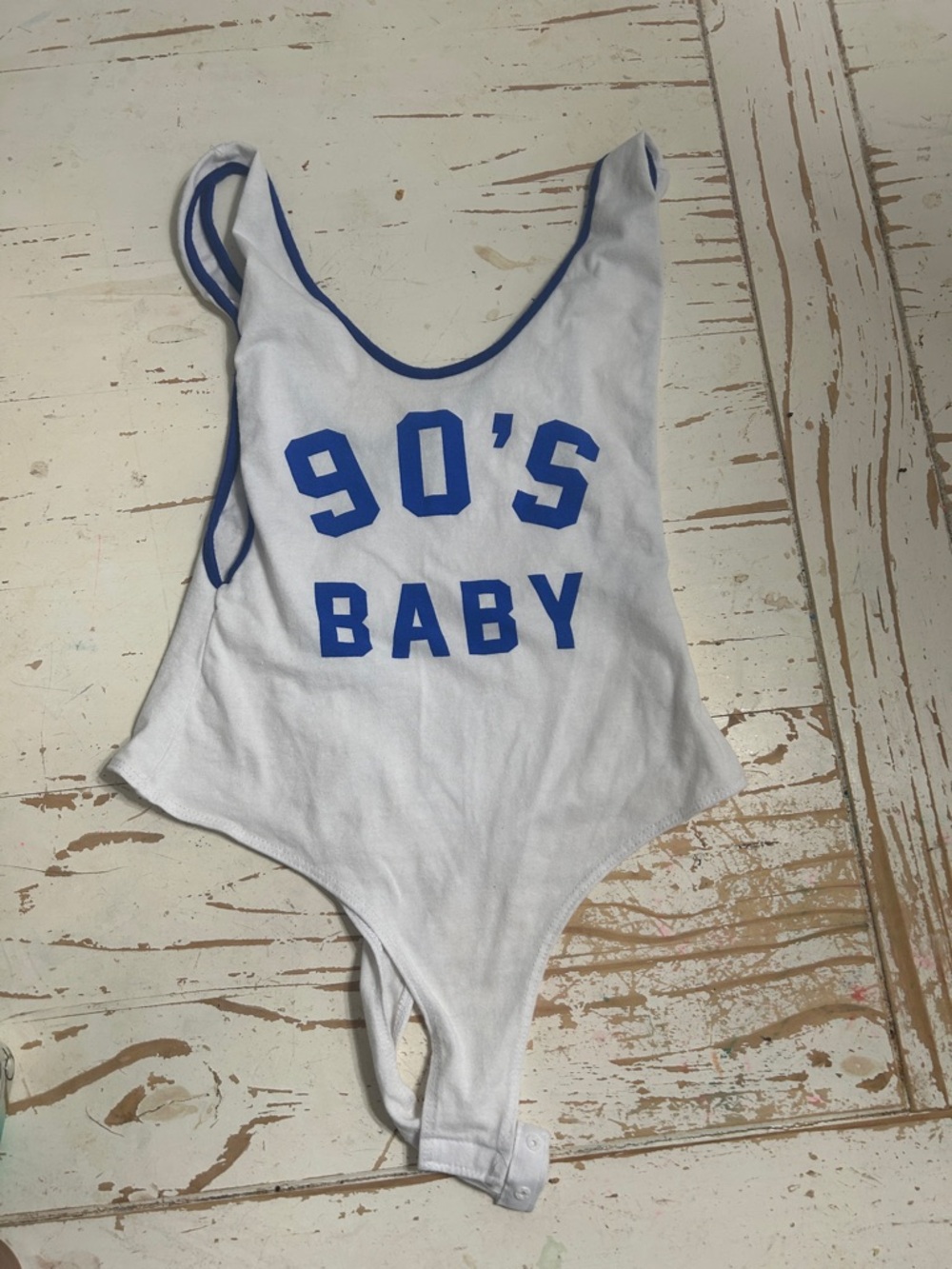 White & Blue '90's One-Piece Bodysuit